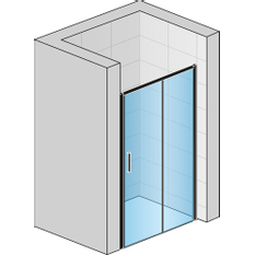 Jednodílné posuvné dveře Ronal Top - Line S s pevnou stěnou v rovině pravé 1200 x 2000 mm, černá matná/sklo čiré