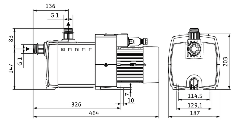 Vysokotlaké odstředivé čerpadlo Wilo HiMulti 3 3-45 P, G 1˝, 1x230V, 800W