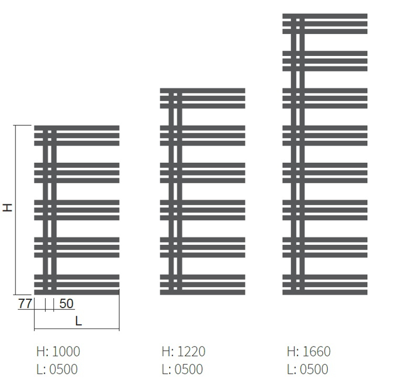 Těleso koupelnové trubkové Isan Echo Inox 1220 x 500 mm, 559 W, elektrické s regulátorem Mini PW, nerez