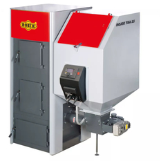 Kotel automatický na pelety a hnědé uhlí Rojek TKA 25, 5,8 - 21,8 kW, 5. třída dřevěné pelety, 4. třída hnědé uhlí, pravý