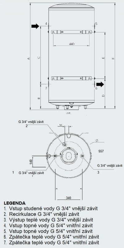 Elektrický ohřívač kombinovaný Ariston BDR-E CDS 120 ARI - EU2, závěsný vertikální nebo horizontální, objem 123 l, výkon 1,5 kW