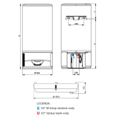 Tepelné čerpadlo pro ohřev vody Ariston Lydos Hybrid 80l WiFi, závěsné vertikální, objem 80 l, výkon 1,2 kW