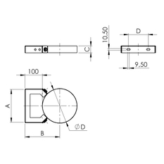 Stěnová objímka Almeva (odstup 100 mm) DW 25 / 150
