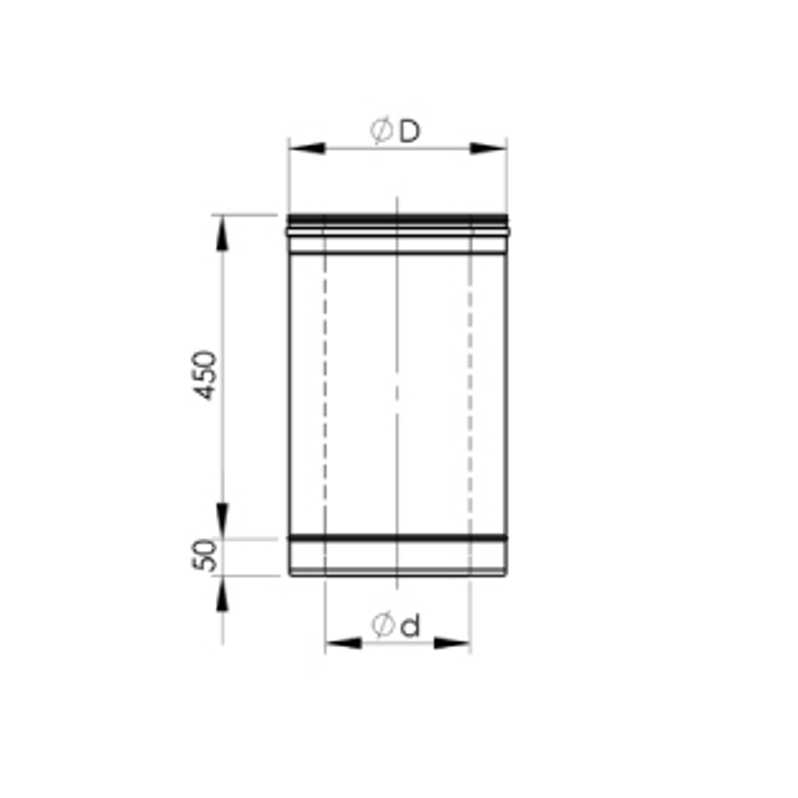 Rovný díl Almeva 450 mm DK / 130 - 200