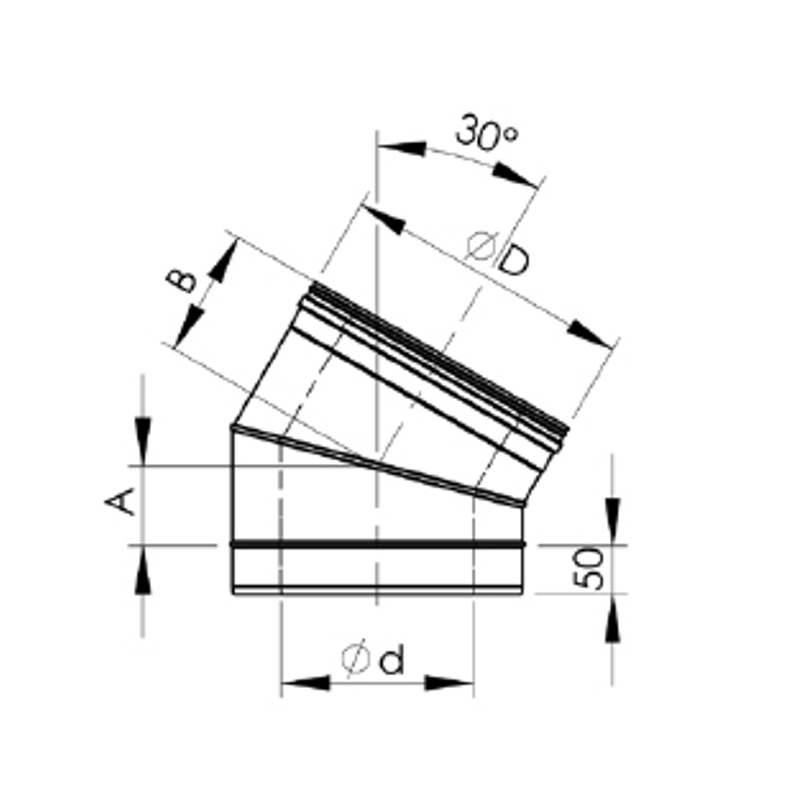 Koleno Almeva 30° DK / 200 - 300