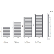 Těleso koupelnové trubkové Isan Avondo 1215 x 600 mm, 753 W, klasické připojení, sněhově bílá RAL 9016