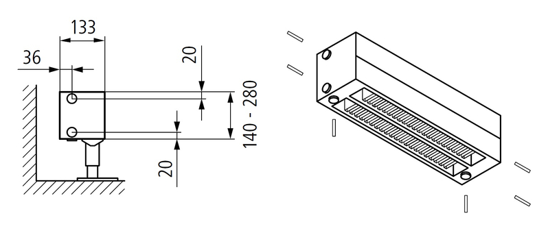 Konvektor Kermi KNN32 280 x 800 mm, 1090W, bílá, s mřížkou, univerzální připojení