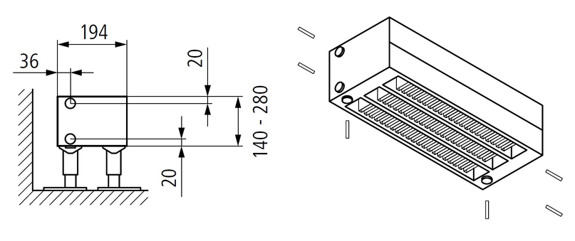 Konvektor Kermi KNN43 140 x 3800 mm, 4503W, bílá, s mřížkou, univerzální připojení