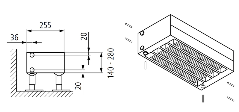 Konvektor Kermi KNN54 280 x 2600 mm, 6227W, bílá, bez mřížky, univerzální připojení