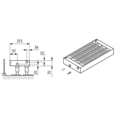 Konvektor s izolační deskou Kermi KSN44 70 x 3800 mm, 3545W, bílá, bez mřížky, připojení boční vlevo