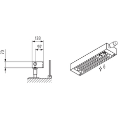 Konvektor s izolační deskou Kermi KSV22 70 x 2400 mm, 1099W, bílá, bez mřížky, ventil vpravo (SOR)