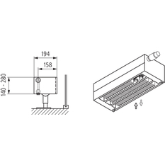 Konvektor s izolační deskou Kermi KSV33 140 x 3400 mm, 3893W, bílá, s mřížkou, ventil vpravo (SOR)