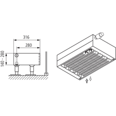 Konvektor s izolační deskou Kermi KSV55 70 x 4000 mm, 4388W, bílá, s mřížkou, ventil vpravo (SOR)