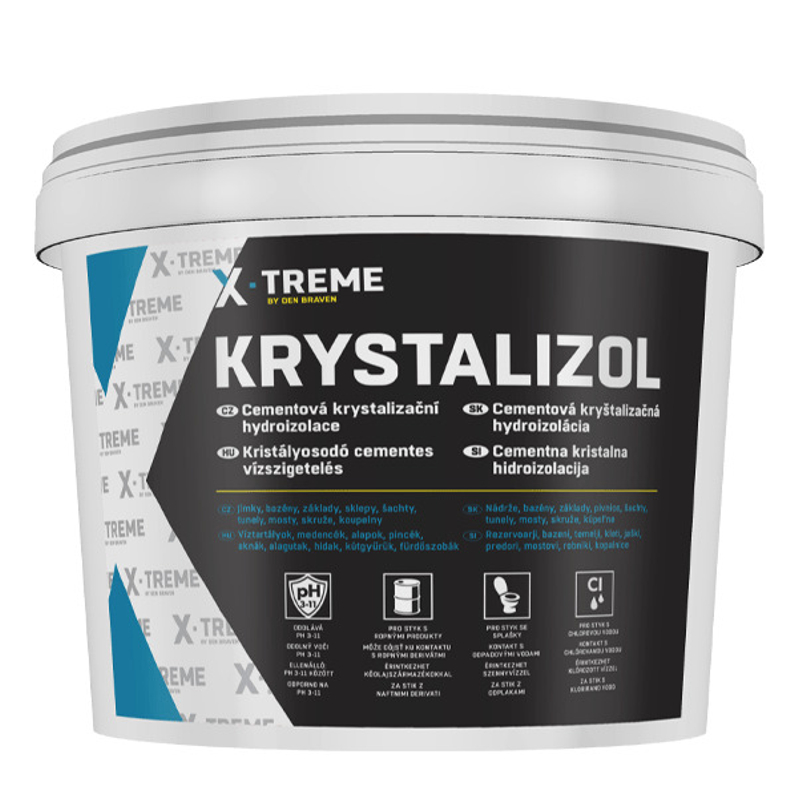Cementová krystalizační hydroizolace Den Braven Krystalizol kbelík 5 kg, šedá