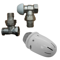 Set Klasik Plano Design rohový termostatický ventil 1/2˝+ šroubení radiátorové 1/2˝+ termostatická hlavice DESIGN