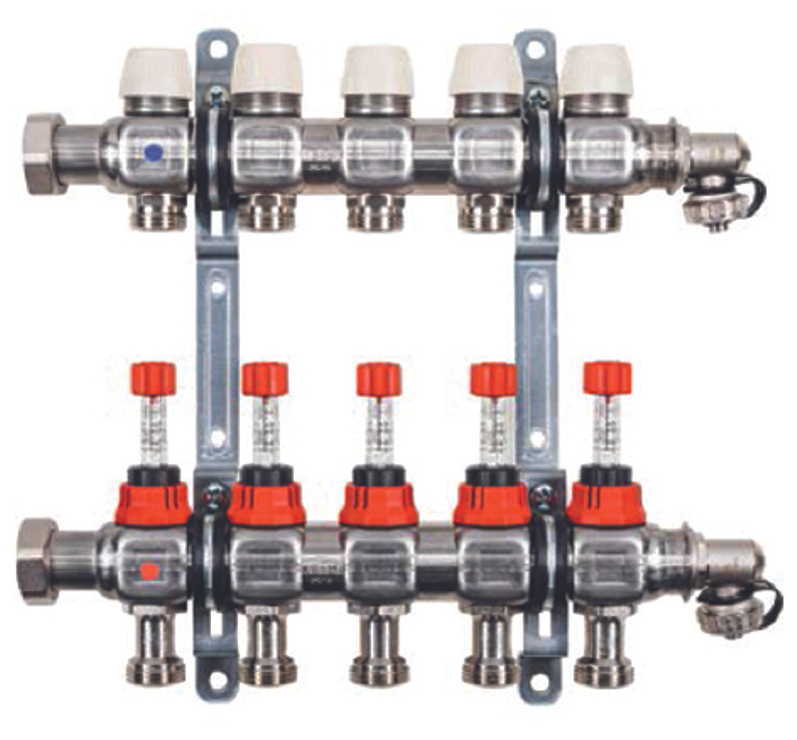 Rozdělovač 1˝ pro 5 otopných okruhů Kermi x-net Komfort-5, stavební délka 320 mm