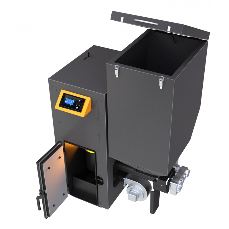 Kotel automatický na uhlí Benekov B16 Economix se zásobníkem 180 l vpravo, výkon 15 kW