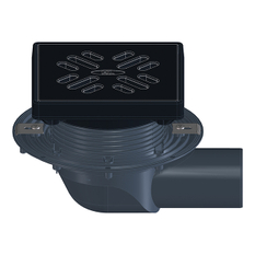 Balkonový/terasový/dvorní vtok HL Hutterer & Lechner, DN75 s ležatým odtokem, s izolační přírubou, se suchou nezámrznou zápachovou klapkou, litina 190x190mm/litina 175x175mm, sítko