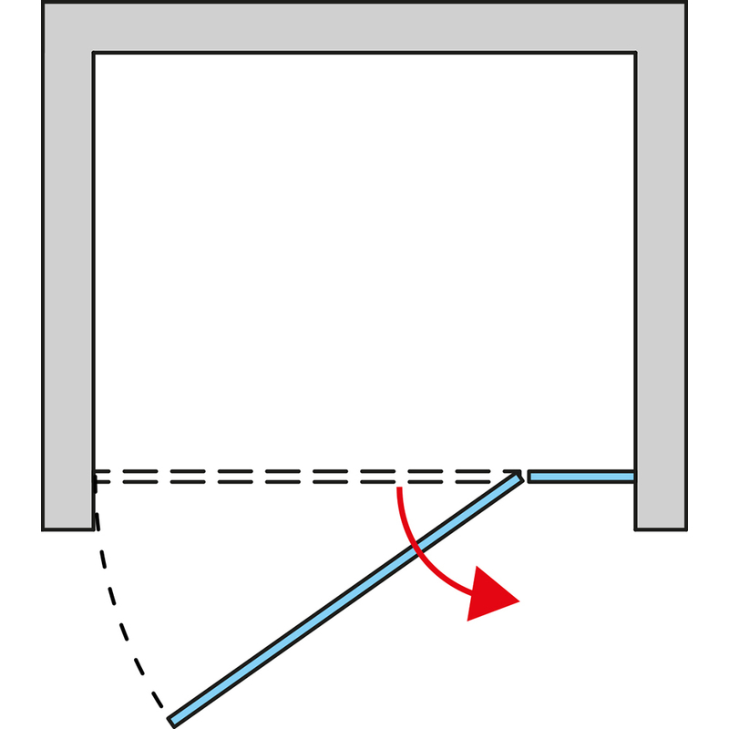 Jednokřídlé dveře Ronal Annea Black s pevnou stěnou v rovině s vyrovnávacím profilem - montáž vpravo / 1 strana rohového vstupu 900 x 2000 mm, černá matná/sklo čiré