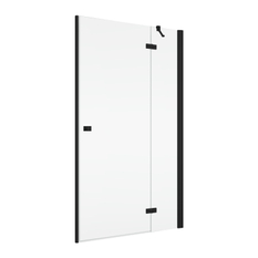 Jednokřídlé dveře Ronal Annea Black s pevnou stěnou v rovině s vyrovnávacím profilem - montáž vpravo / 1 strana rohového vstupu 900 x 2000 mm, černá matná/sklo čiré