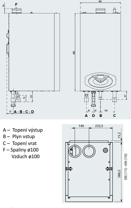 Kotel plynový kondenzační závěsný pro kaskády Ariston Genus Premium EVO HP 85 EU, topení a ohřev TV v externím zásobníku 84,5 kW
