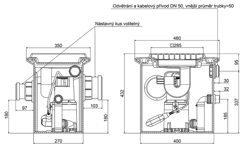 Box přečerpávací podlahový SFA UFB 200/35