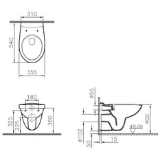 Závěsný klozet Optiline Perfetto hluboké splachování rimless 35,5 x 54 cm