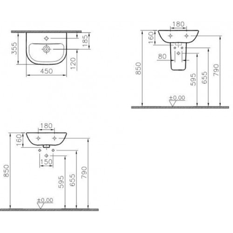 Umývátko s otvorem Optiline Europa Hygplus 45 x 35,5 cm