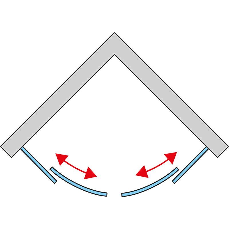 Čtvrtkruh Ronal Top - Line S s dvoudílnými posuvnými dveřmi, rádius 550 mm 900 x 2000 mm, aluchrom/sklo čiré
