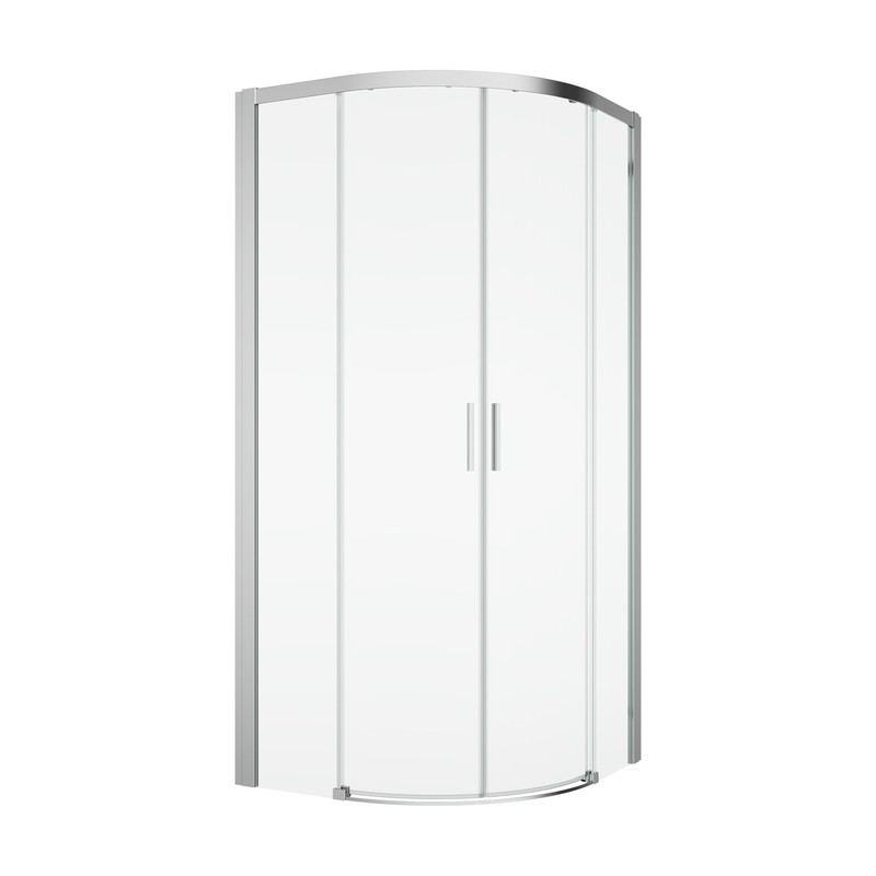 Čtvrtkruh Ronal Top - Line S s dvoudílnými posuvnými dveřmi, rádius 550 mm 900 x 2000 mm, aluchrom/sklo čiré
