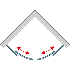 Čtvrtkruh Ronal Top - Line S s dvoudílnými posuvnými dveřmi, rádius 550 mm 900 x 2000 mm, aluchrom/sklo čiré
