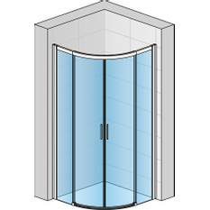 Čtvrtkruh Ronal Top - Line S s dvoudílnými posuvnými dveřmi, rádius 550 mm 900 x 2000 mm, aluchrom/sklo čiré