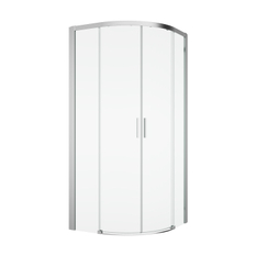 Čtvrtkruh Ronal Top - Line S s dvoudílnými posuvnými dveřmi, rádius 550 mm 900 x 2000 mm, aluchrom/sklo čiré