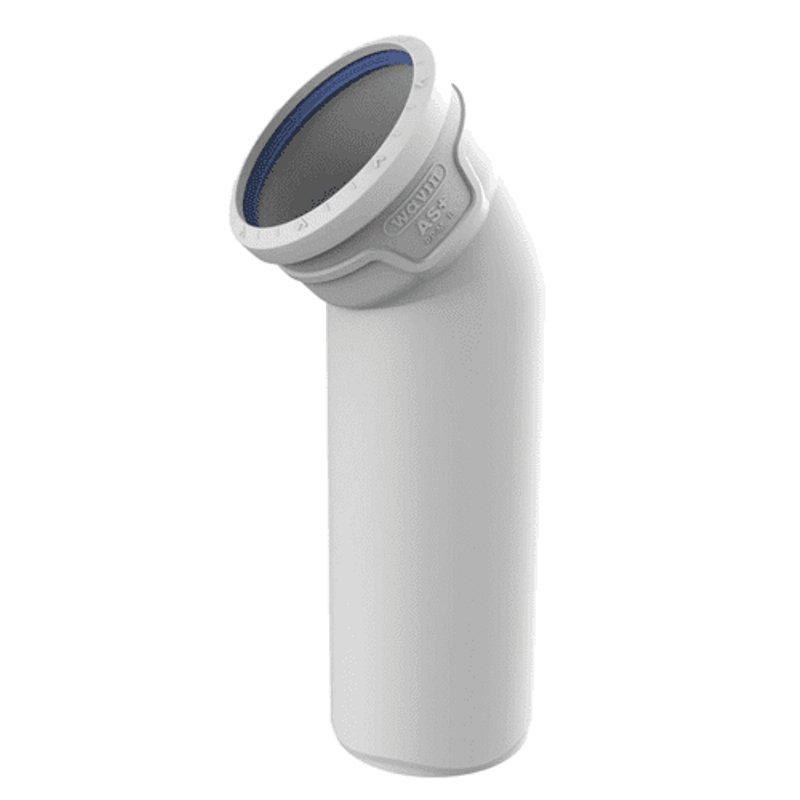 Koleno prodloužené odpadní odhlučněné Wavin AS+ PP ASB 45°, DN 110, světle šedá