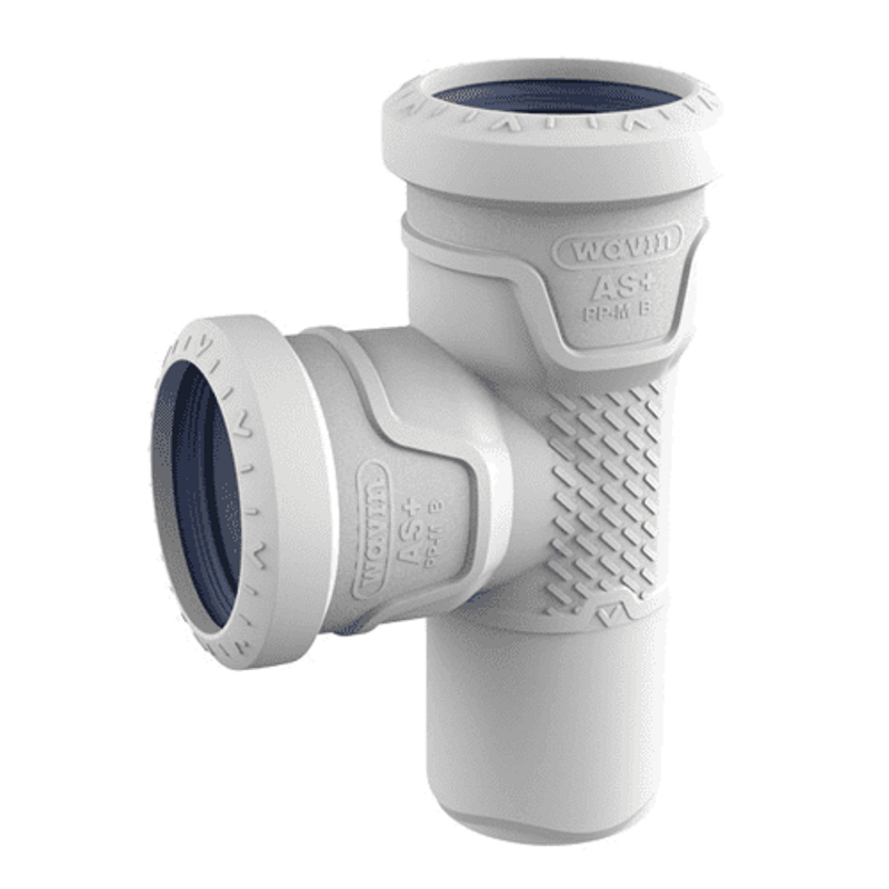 Odbočka odpadní odhlučněná Wavin AS+ PP ASEA 87°, DN 110 x 50, světle šedá