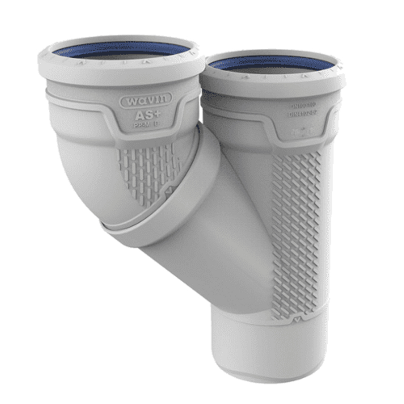 Odbočka odpadní odhlučněná paralelní Wavin AS+ PP ASPA DN 110 x 110, světle šedá