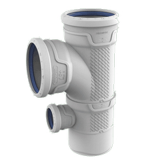 Odbočka odpadní odhlučněná paneláková přímá Wavin AS+ PP ASEP 87°, DN 110 x 110 x 50, světle šedá