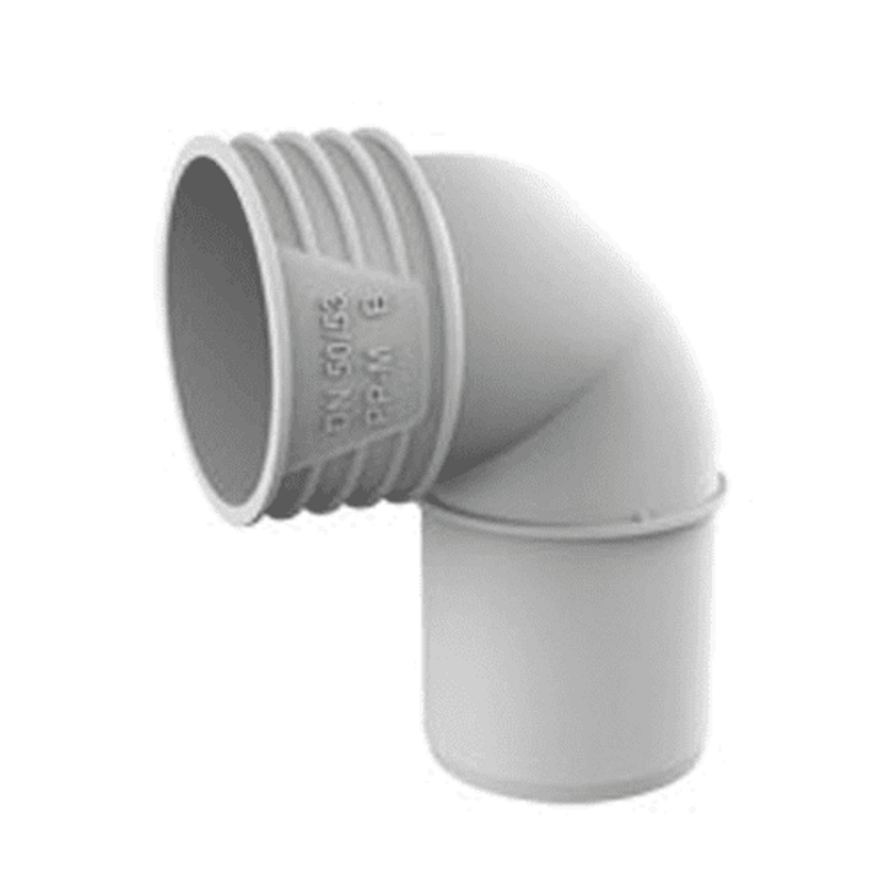 Koleno připojovací odpadní odhlučněné Wavin AS+ PP ASSW DN 50, světle šedá