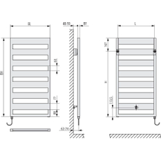 Koupelnové trubkové elektrické těleso Kermi Casteo-E elektrosada FKS vlevo, 1533 x 750 mm, stříbrné