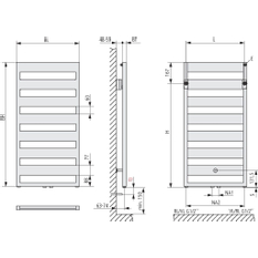 Koupelnové trubkové těleso Kermi Casteo středové připojení, 1533 x 750 mm, stříbrné