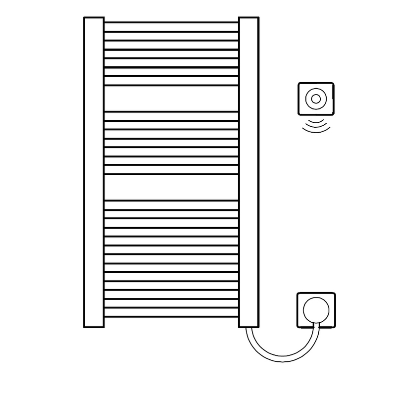 Těleso koupelnové trubkové elektrické Kermi Duett-E 1188 x 634 mm, elektrosada WFS vpravo 1200W, stříbrné