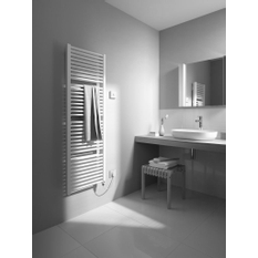 Těleso koupelnové trubkové elektrické Kermi Duett-E 1188 x 634 mm, elektrosada WFS vpravo 1200W, stříbrné