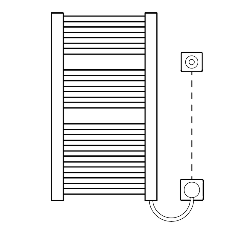 Těleso koupelnové trubkové elektrické Kermi Duett-E 1492 x 484 mm, elektrosada WKS vpravo 1200W, bílé