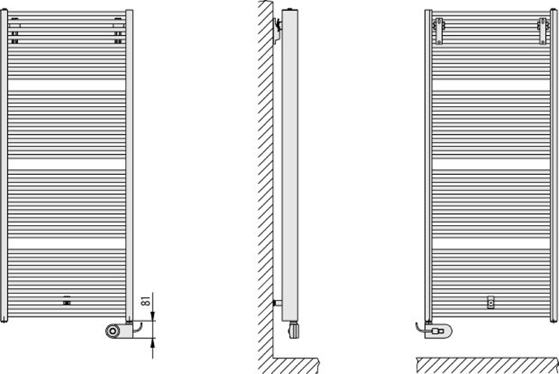 Těleso koupelnové trubkové elektrické Kermi Duett-E 1796 x 484 mm, elektrosada FKS vlevo 1200W, bílé