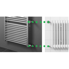 Těleso koupelnové trubkové pro rekonstrukce Kermi Duett-D 1188 x 484 mm, pravé, 834W, stříbrné