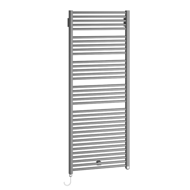 Těleso koupelnové trubkové elektrické Kermi Geneo circle-E 810 x 431 mm, elektrosada WFS vlevo 400 W, stříbrné