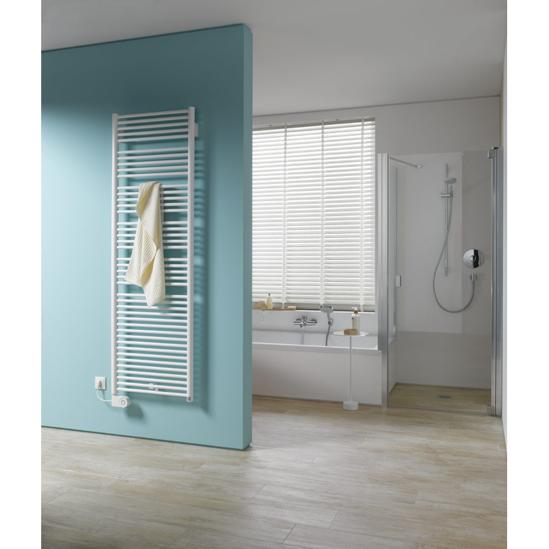Těleso koupelnové trubkové elektrické Kermi Geneo circle-E 810 x 431 mm, elektrosada WFS vlevo 400 W, stříbrné