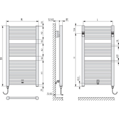 Těleso koupelnové trubkové elektrické Kermi Geneo circle-E 810 x 431 mm, elektrosada WFS vlevo 400 W, stříbrné
