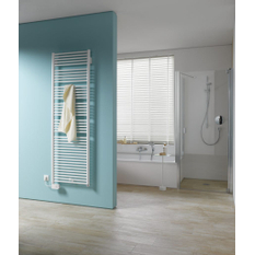 Těleso koupelnové trubkové elektrické Kermi Geneo circle-E 810 x 431 mm, elektrosada WFS vlevo 400 W, stříbrné