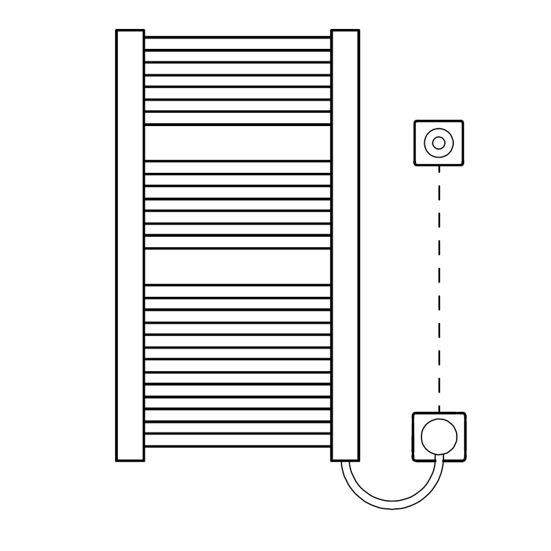 Těleso koupelnové trubkové elektrické Kermi Geneo circle-E 810 x 730 mm, elektrosada WKS vpravo 600 W, bílé